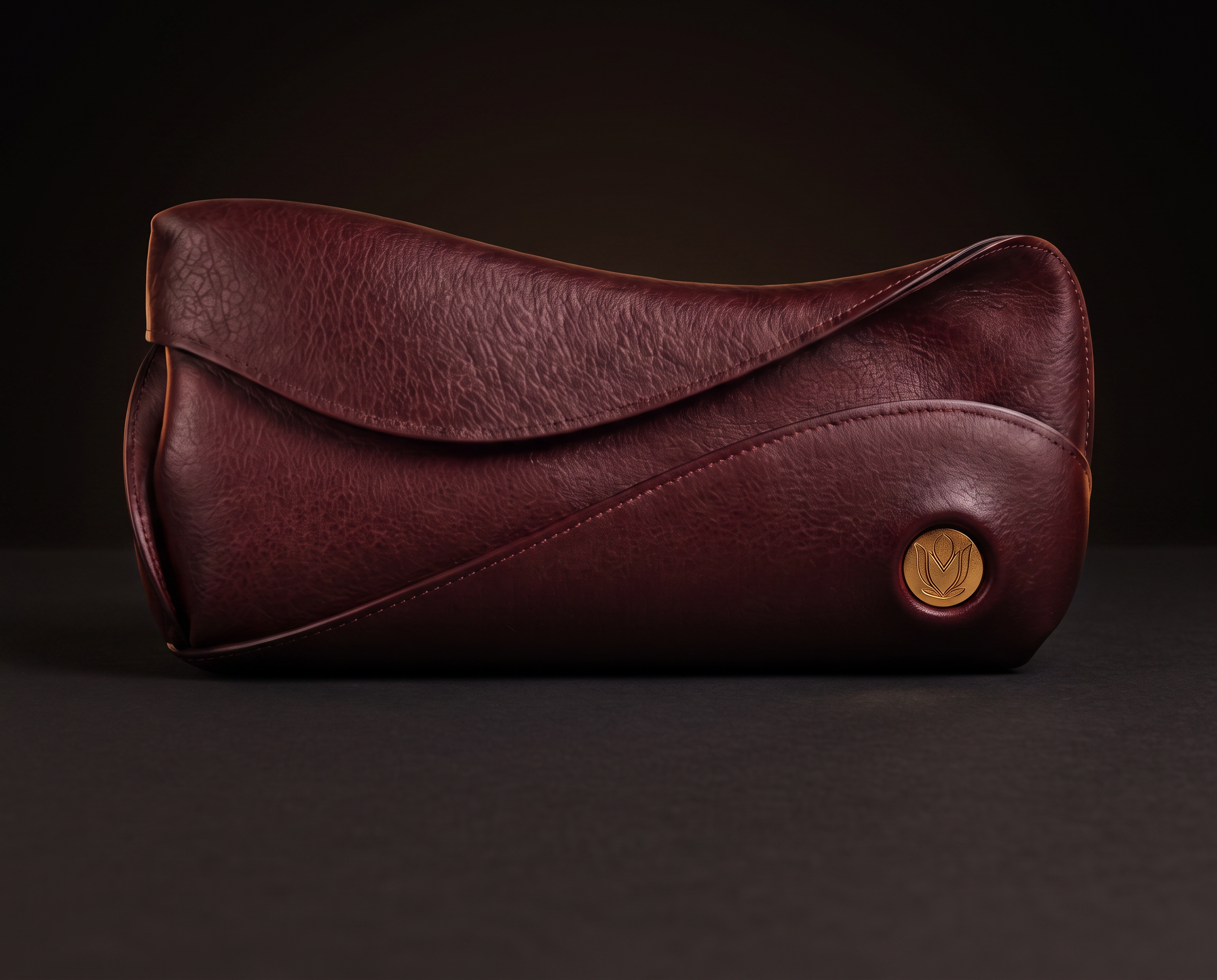 The Roos petal clutch straight on, showing the central dip of the upper petal and the diagonal rise of the lower petal