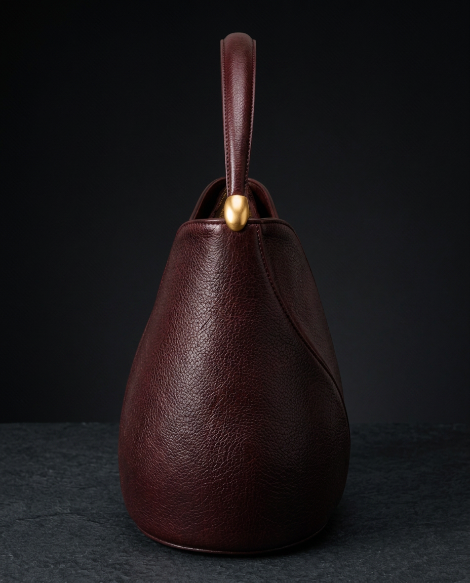 The Knysna in profile, showing the sculptural volume and gold-plated handle pivot