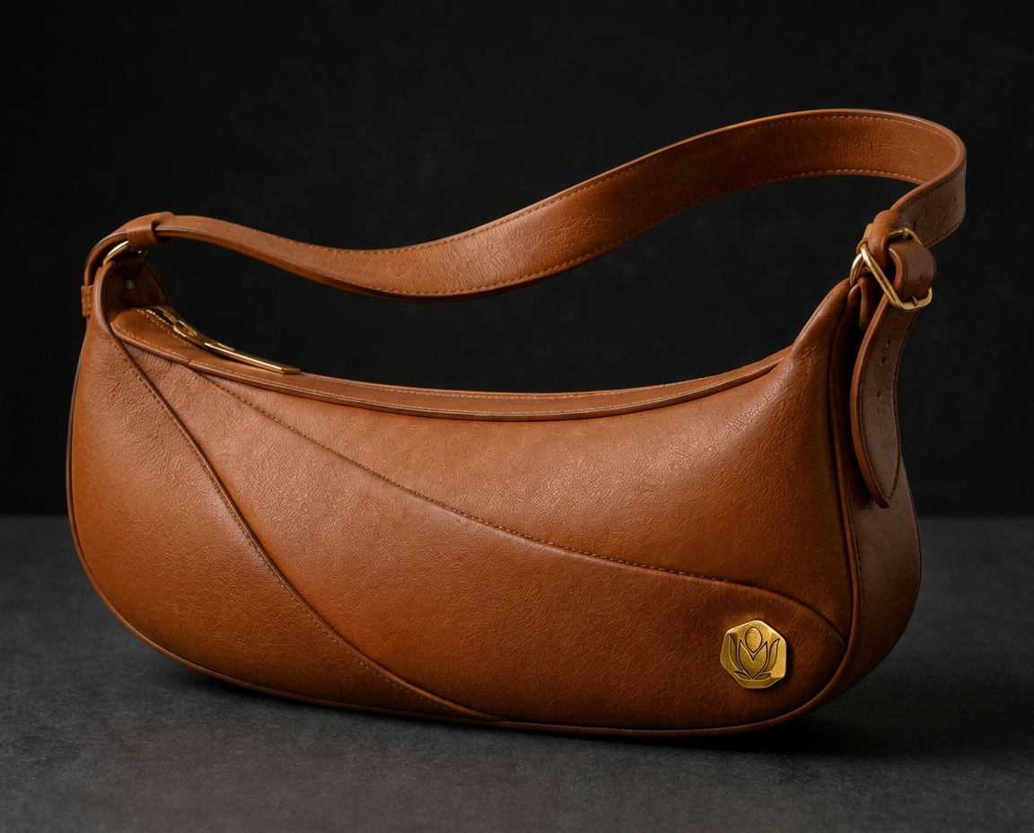 The Karoo in three-quarter view, showing the adjustable strap, gold buckle and recessed zip