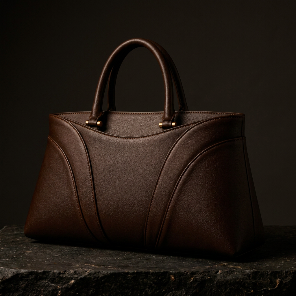 The Mandla from the rear three-quarter, showing the unbroken back panel and gold-plated handle fittings