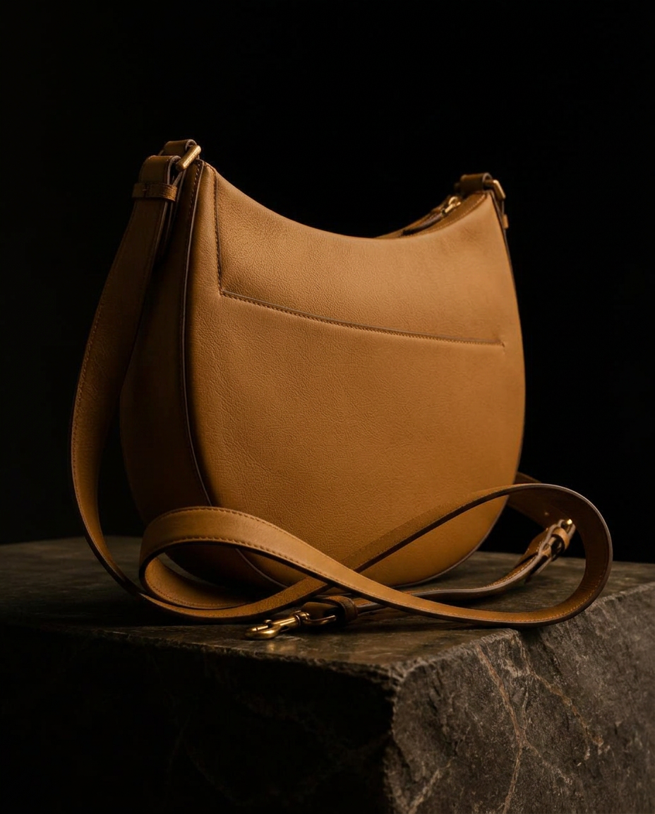 Lindiwe seen from behind, strap draped over dark stone